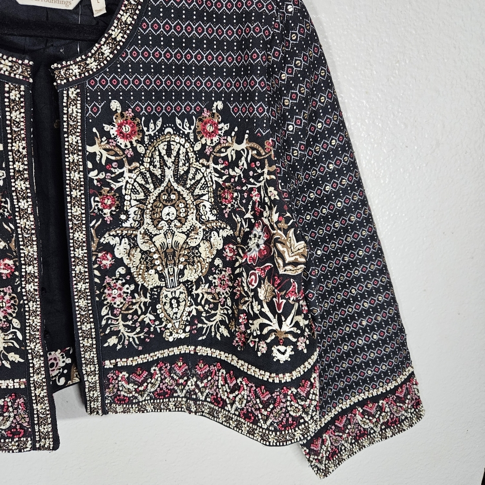 Soft Surroundings Beaded And Sequin Embroidered Jacket Size L - Picture 2 of 12